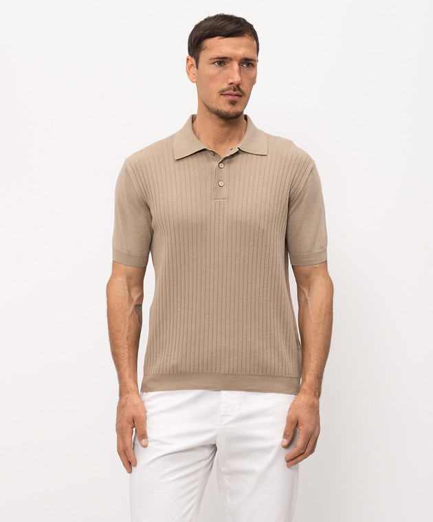 Bilancioni Бежеве поло в рубчик BE2661054772 зображення 3