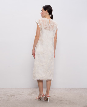 Peserico Біла сукня міді з вишивкою A0200503701