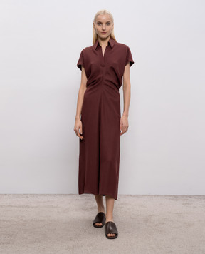 Brunello Cucinelli Бордова сукня з льоном з ланцюжком моніль MH126A5426