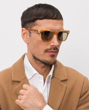 Brunello Cucinelli Коричневые солнцезащитные очки Mr. Brunello Signature MOCSOLOS01