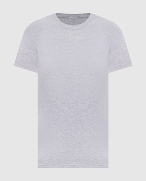 Brunello Cucinelli Серая меланжевая футболка с цепочкой мониль M0T18B0170