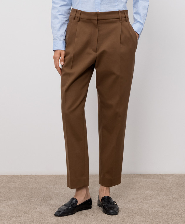 Brunello Cucinelli Коричневі штани з ланцюжком моніль MP126P8308 зображення 3