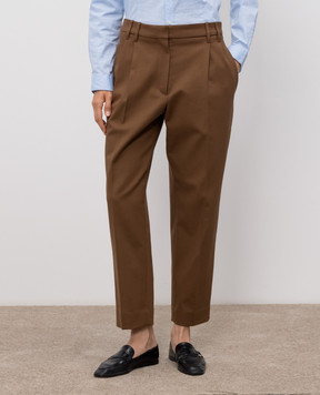 Brunello Cucinelli Коричневі штани з ланцюжком моніль MP126P8308