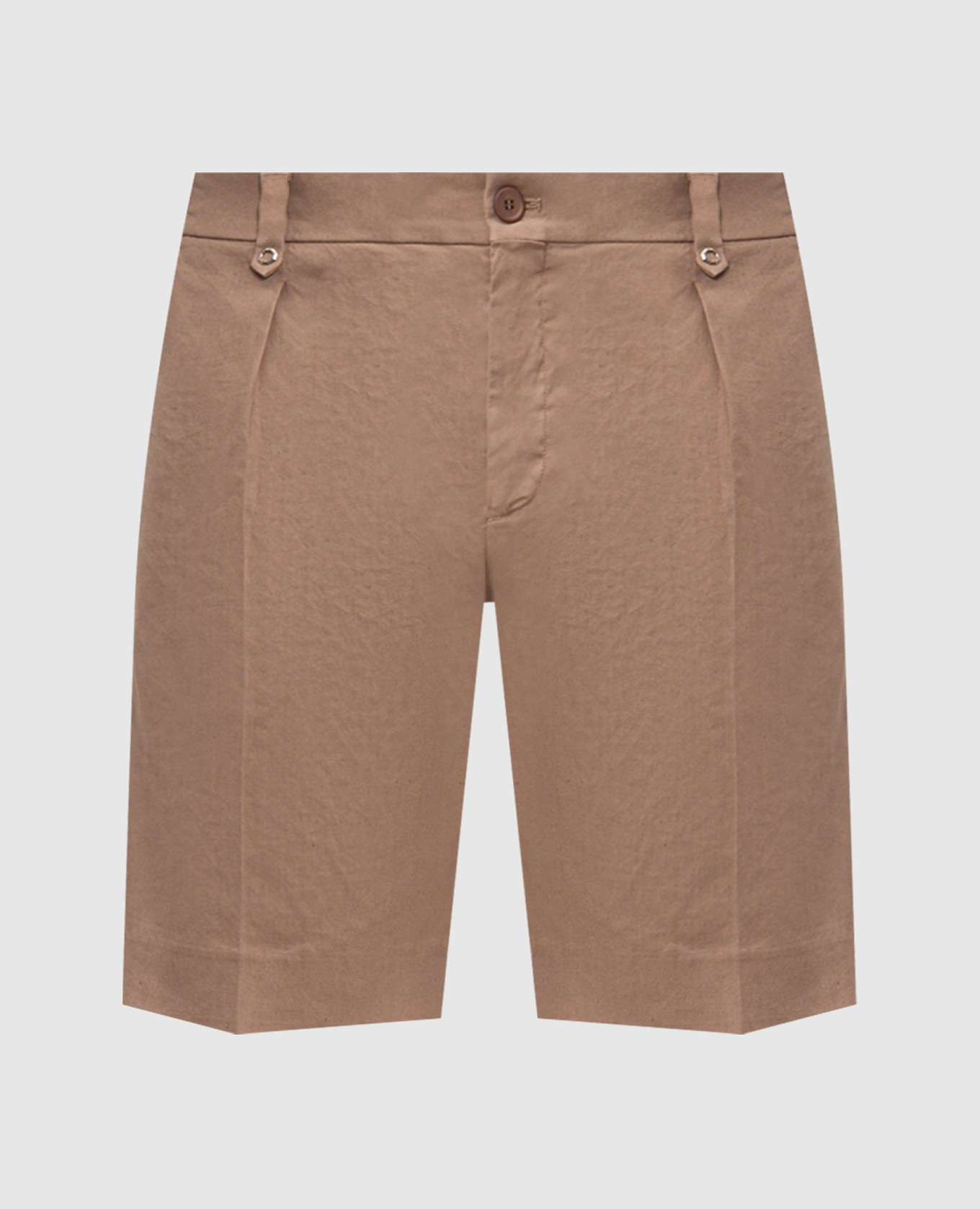 Коричневые шорты с льном с эмблемой