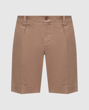 Stefano Ricci Коричневі шорти з льоном з емблемою M1T6100180LCTL1U