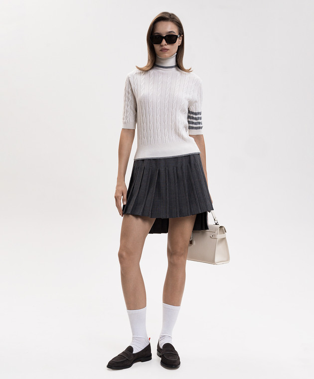 Thom Browne Сіра спідниця-плісе з вовни в клітинку FGR101BF1304 зображення 2