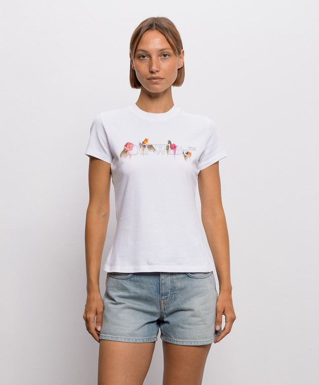 Off-White Белая футболка с принтом логотипа 2FA00641T изображение 3