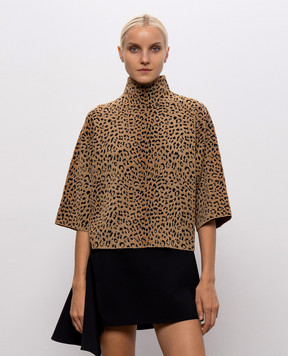 Givenchy Коричневый топ в леопардовый принт BW61NS4ZVQ