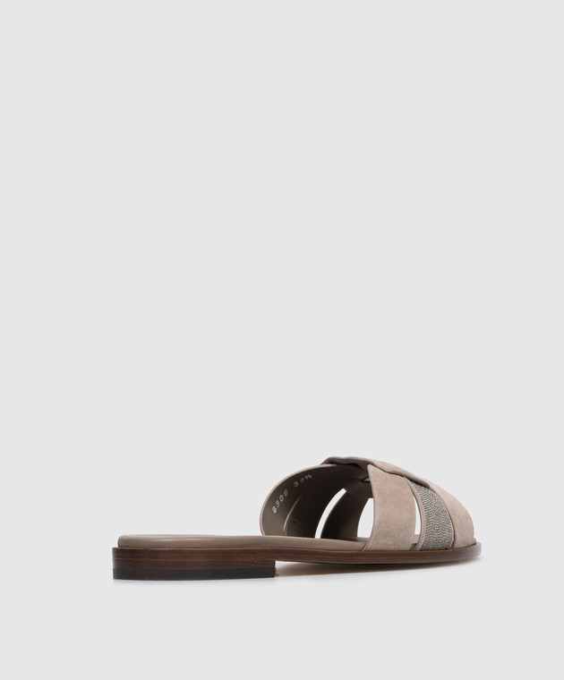 Doucal's Бежеві замшеві шльопанці з ланцюжком моніль DD8906DEGNUF278 зображення 3