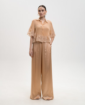 Ermanno Scervino Бежеві штани із шовку D482P756NXE