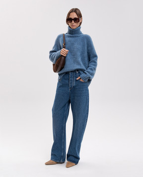 Allude Синій светр з кашеміру та шовку з фактурним візерунком 26577022