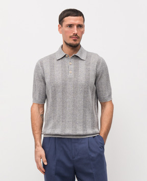 Brunello Cucinelli Серое поло с леном M2L707815