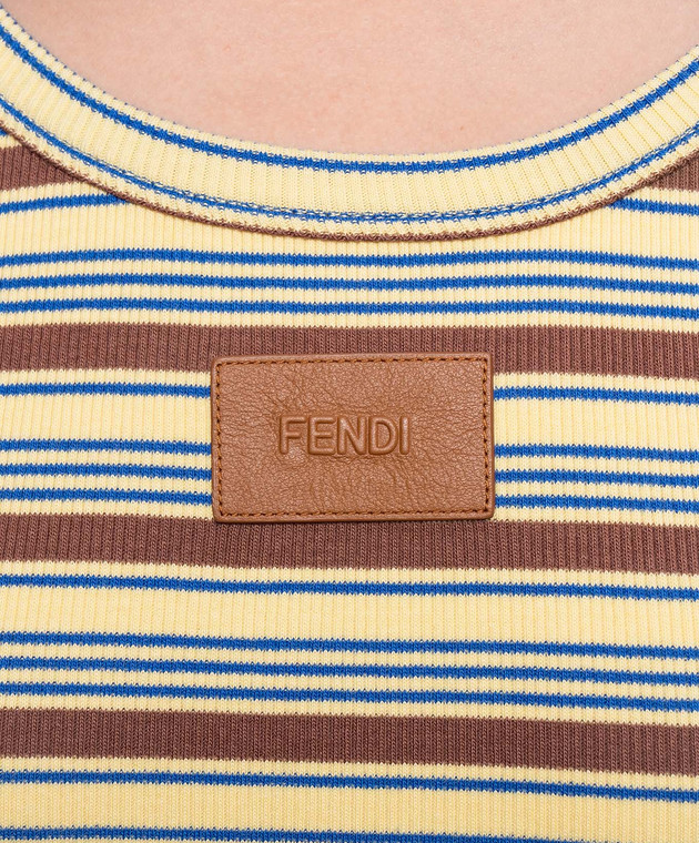 Fendi Майка в полоску с патчем логотипа FS7966AW88 изображение 5