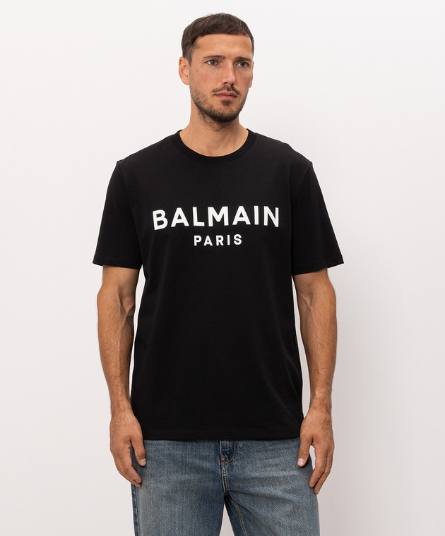 Balmain Черная футболка с принтом логотипа GH1EG000BD45 изображение 2