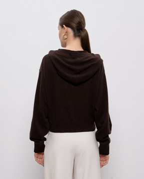Allude Коричневий кардиган з вовни та кашеміру з капюшоном 25517700
