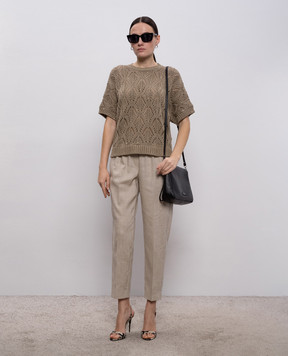 Peserico Ажурный топ цвета хаки с пайетками A99079F0309110