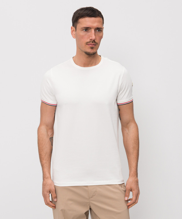 Moncler Белая футболка с контрастным окантованием L10918C7160087296 изображение 3