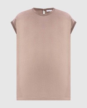 Brunello Cucinelli Бежевий топ із шовку M0C59EH500