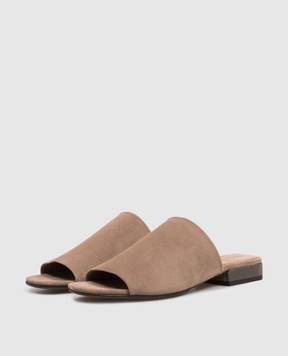 Brunello Cucinelli Коричневі замшеві мюлі з ланцюжком MZSFC3170