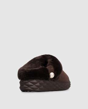 Jimmy Choo Коричневые замшевые мюли Diamond Maxi на меху DIAMONDMAXIMULEFFUW