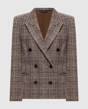 Brunello Cucinelli двубортный жакет с шерстью альпаки в клетку MG5577359P