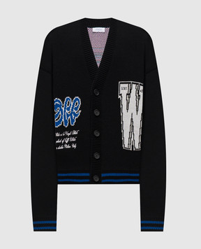 Off-White Черный кардиган с шерстью 44MHB019F5K002