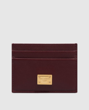 Dolce&Gabbana Бордовый кожаный картхолдер с пластиной логотипа BI0330A9S25