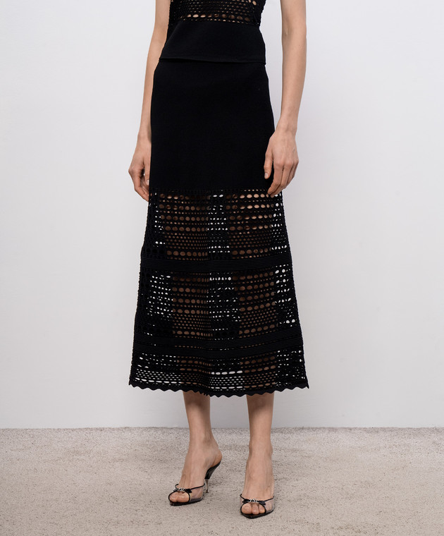 Simkhai Черная юбка миди Westly Open Stitch 3263046K изображение 3