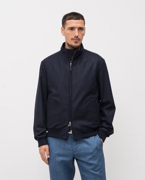 Stefano Ricci Синя куртка з вовни та кашеміру з емблемою M7J5400460MA0020