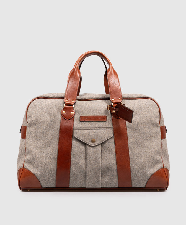 Brunello Cucinelli Серая комбинированная дорожная сумка Street MBPABU394