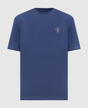 Brunello Cucinelli Синяя футболка с принтом эмблемы MW8571884T