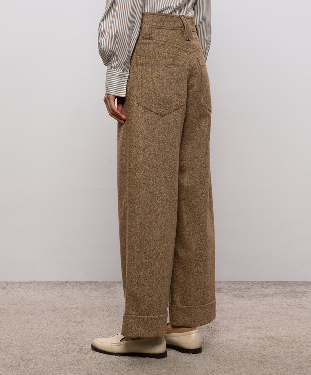 Brunello Cucinelli Коричневые брюки с шерстью MD002P9353 изображение 4