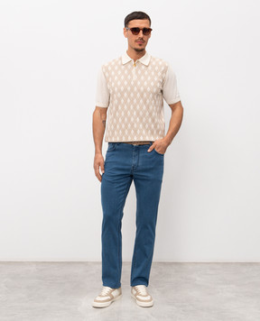 Stefano Ricci Бежеве поло із шовком у візерунок K414017P31F26268