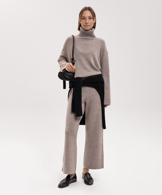 Allude Бежевые брюки из шерсти и кашемира с разрезами 26517614 изображение 2