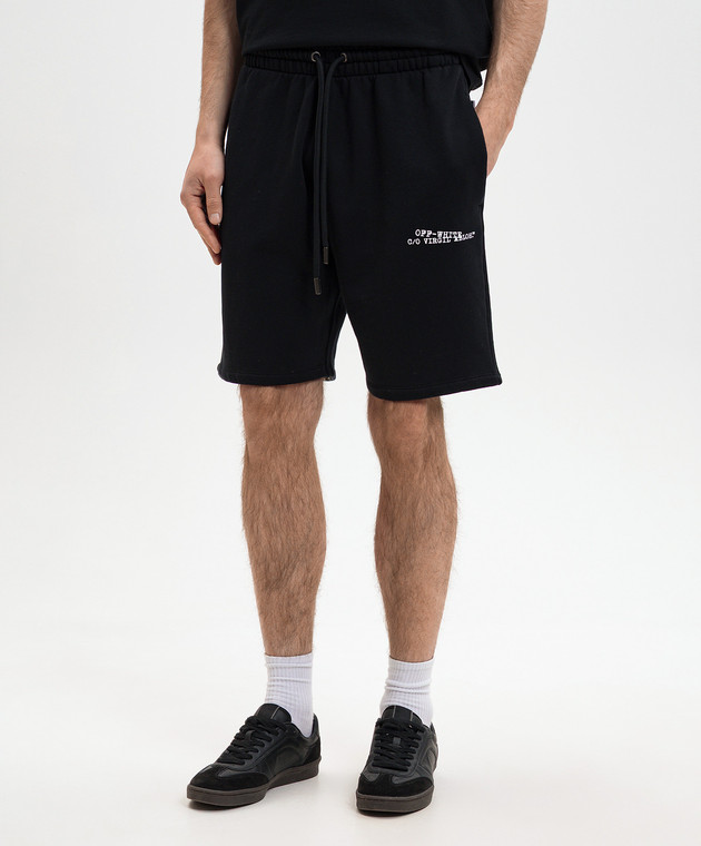 Off-White Чорні шорти з принтом логотипа 44MCI013S26F007 зображення 3