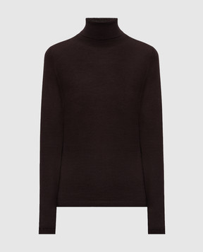 Brunello Cucinelli Коричневый гольф из кашемира с цепочкой мониль M12150103