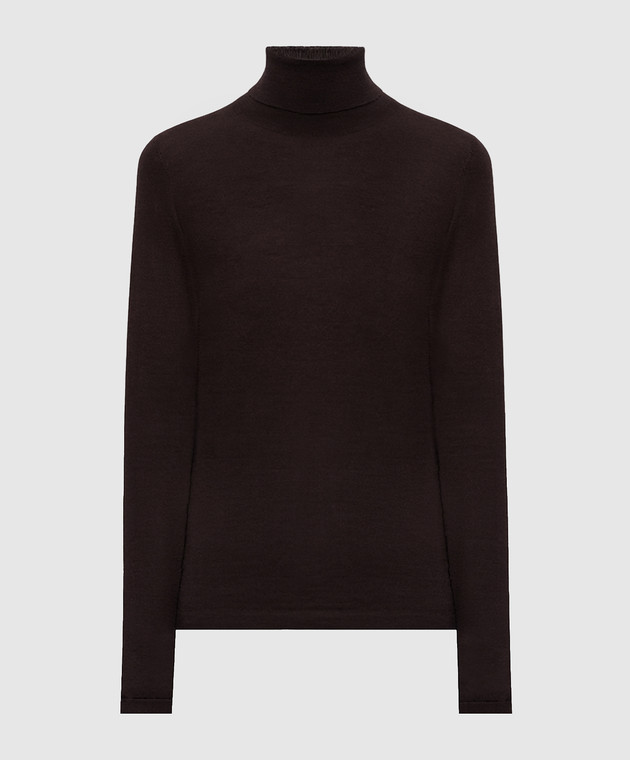 Brunello Cucinelli Коричневый гольф из кашемира с цепочкой мониль M12150103