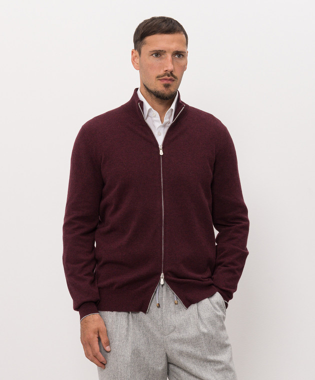 Brunello Cucinelli Бордовий кардиган з кашеміру M2200106 зображення 3