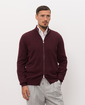 Brunello Cucinelli Бордовий кардиган з кашеміру M2200106