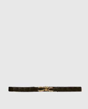 Bottega Veneta Коричневий шкіряний регульований ремінь з плетінням 855245VCPP5