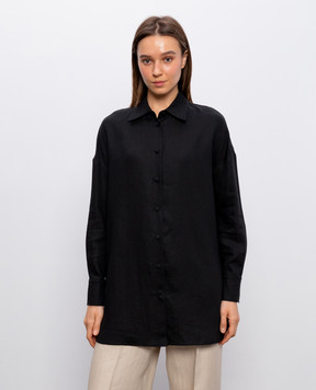 Agnona Чорна сорочка з льону TD1113YU3049