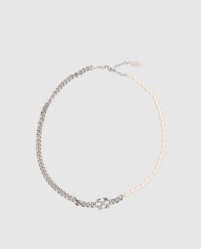 Off-White Сріблясте кольє-ланцюжок з емблемою OMOB167S26MET001