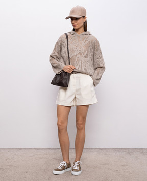 Brunello Cucinelli Джинсовые шорты цвета айвори с льном ML996P5761