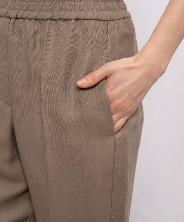 Brunello Cucinelli Коричневі штани з льоном MH126P7197 зображення 5