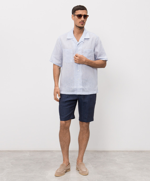 Stefano Ricci Синие шорты из льна M1T6100300L0005Q изображение 2