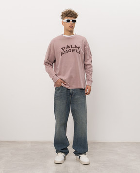Palm Angels Розовый лонгслив с принтом Devil Herald PAMAB001JR001m