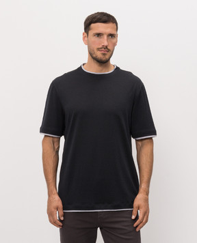 Brunello Cucinelli Чорна футболка з шовком MH8367427