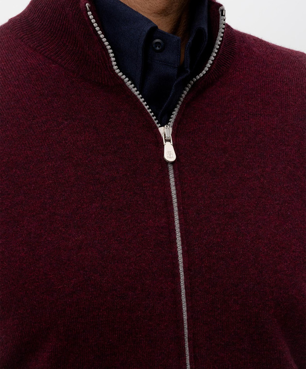 Brunello Cucinelli Кардиган бордового кольору з кашеміру M2200106 зображення 5