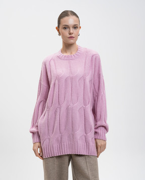 Allude Рожевий светр з кашеміру та шовку у візерунок 25577002