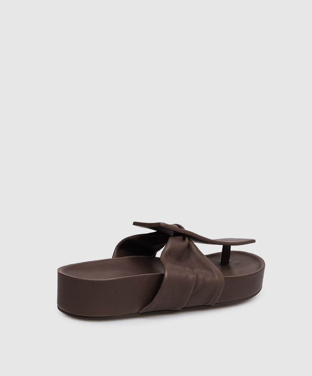 UMA WANG Коричневі шкіряні шльопанці US9077 зображення 3